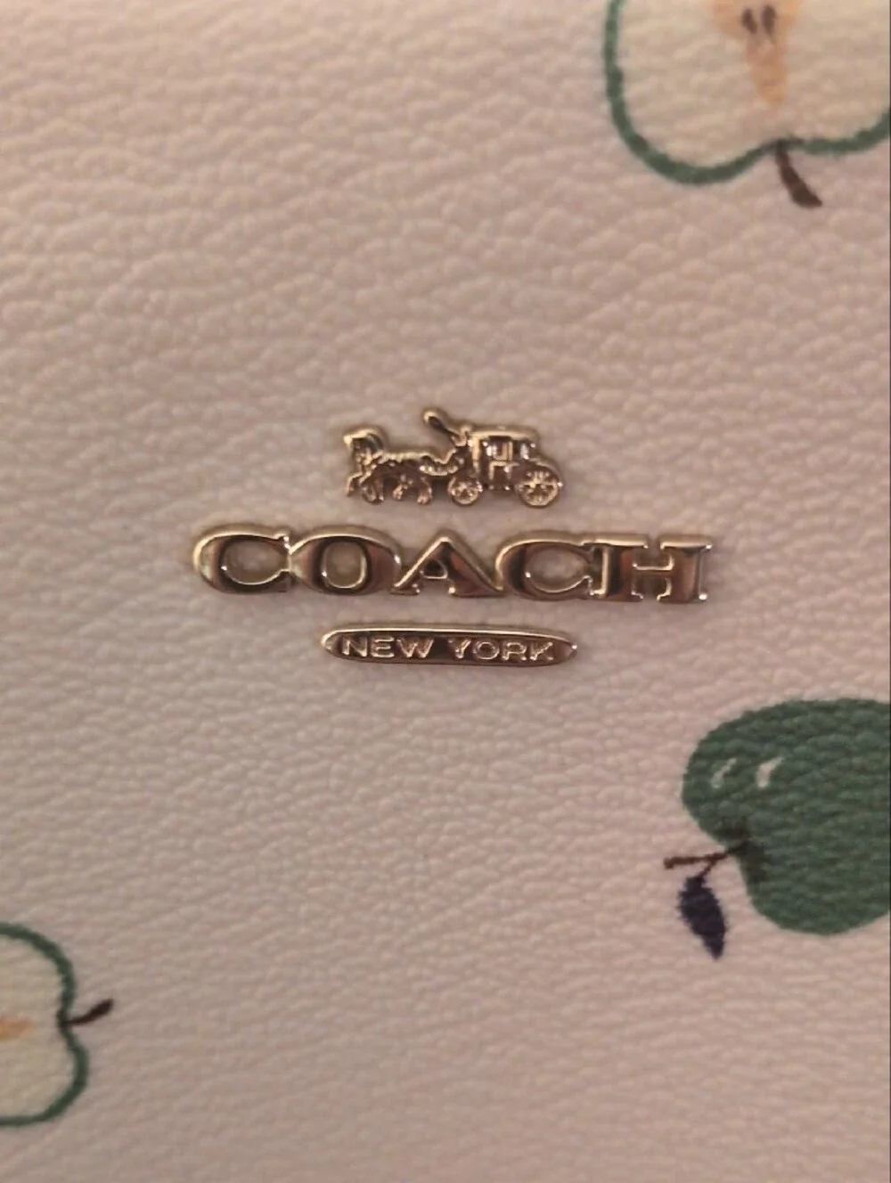 Coach-rare Limited Edition Cream Crossbody Phone Pouch with Green Apple Motif